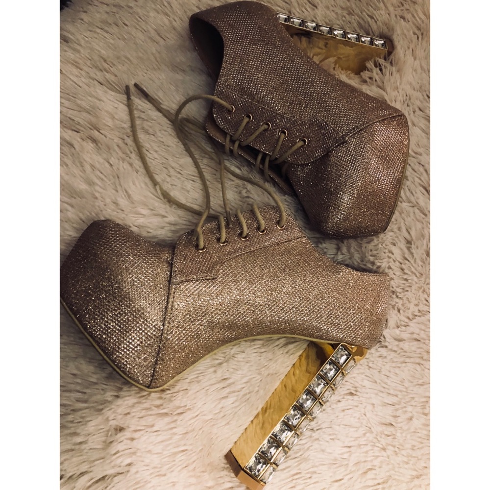 Wild Rose Champagne glitter heels